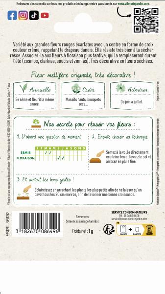 Fleurs - Pavot Drapeau Danois - Graines d'Exception - MEDIA_PACKAGING_VERSO